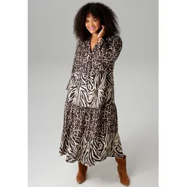 aniston plus Midikleid Animal-Zebra-Printmix Beige/Braun/Schwarz 54