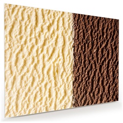 Primedeco Glasbild Wandbild Schokoladen und Vanilleeis mit Aufhängung, Süsses braun 80 cm x 60 cm