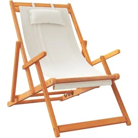 vidaXL Klappbare Strandstühle 2 Stk. Creme Stoff