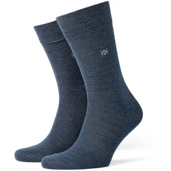 Burlington Herren Socken LEEDS - Schurwolle, Logo, Uni, One Size, 40-46 Blau