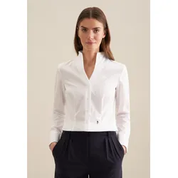 Klassische Bluse SEIDENSTICKER "Schwarze Rose", Damen, Gr. XS (34), weiß, 100% Baumwolle, unifarben, slim fit, ohne Ausschnitt, Langarm, Blusen, Langarm Kragen Uni