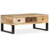 vidaXL Couchtisch mit 3 Schubladen Massivholz Mango 90x50x35 cm