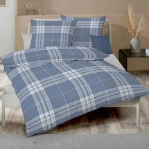 KAEPPEL Pure Kariert Blau 155 x 220 cm + 80 x 80 cm