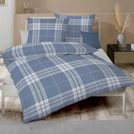 KAEPPEL Pure Kariert Blau 155 x 220 cm + 80 x 80 cm