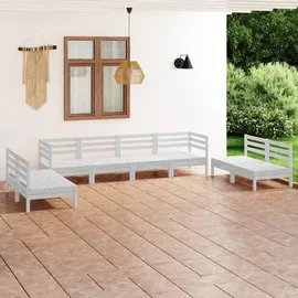 vidaXL Garten-Lounge-Set 8-tlg. weiß Kiefer