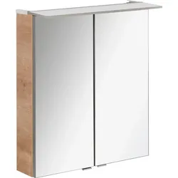 Spiegelschrank FACKELMANN "PE 60 - Ast-Eiche", silber (silberfarben), B:60cm H:69cm T:24cm, Schränke, Badmöbel Breite 60 cm, 2 Türen doppelseitig verspiegelt