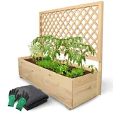 holz4home Pflanzkasten mit Rankgitter XL 128 x 104 x 44 cm Braun