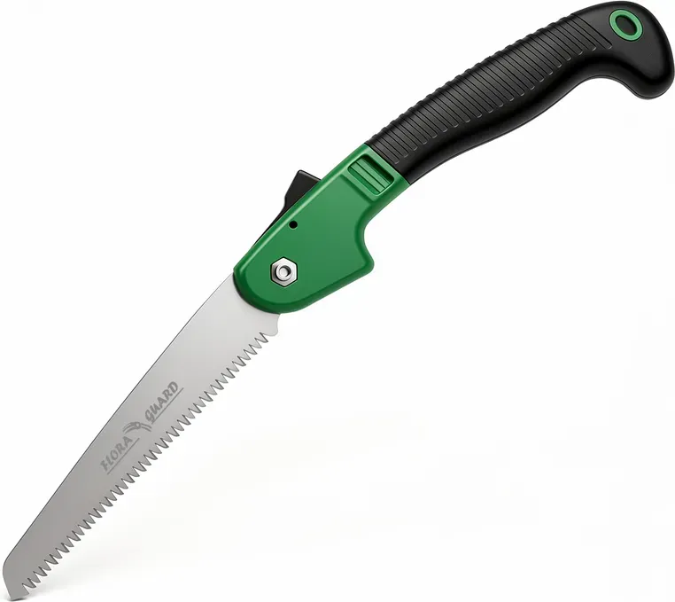 FLORA GUARD faltbare Handgabelsäge, Camping-/Gabelsäge mit robustem 7‐Zoll professioneller faltbarer Gabelsäge (grün)