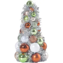 Tarrington House Weihnachtsbaum, Kunststoff, 14 x 14 x 25 cm, Lametta + 50 Kugeln, naturfarben
