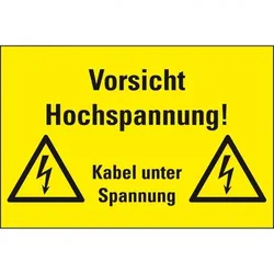 Aufkleber I Warn-Kombischild Vorsicht! Hochspannung Kabel unter, RoHS konform, Folie, 300x200mm