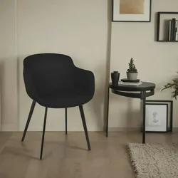Kadima Design Armlehnenstuhl Textil 50er Jahre Stil  59x54x80cm  Gepolstert  Küche & Arbeitszimmer  Schwarz