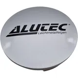 1X Alutec Nabendeckel 61mm Silber (N56) Logo Schwarz - Original Felgendeckel/Nabenkappe/Hubcap