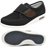AEHO Hausschuhe Senioren Herren Herrenschuhe Hoher Spann Verbandsschuhe mit Klettverschluss Weite H Arthritis Ödeme Senioren Gesundheitsschuhe Hausschuhe,Schwarz,48 EU - 48 EU