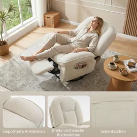 Homcom Relaxsessel Gepolstert 91 x 104 x 93 cm Weiß mit Liegefunktion