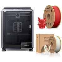 Creality K1C 3D Drucker, mit 2kg Creality Hyper PLA Filament--(Weiß+Rot)