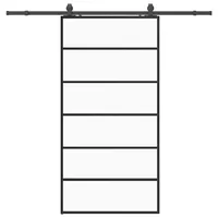 vidaXL Schiebetür mit Beschlag Schwarz 102x205 cm ESG-Glas