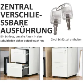 Vinsetto Aktenschrank mit 2 Schubladen Abschließbarer Rollschrank