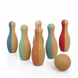 KORKO Spiel, Little Skittles Bowling-Set aus Kork, mit 7 Teilen Kleinkinderspielzeug ab 18 Monaten braun