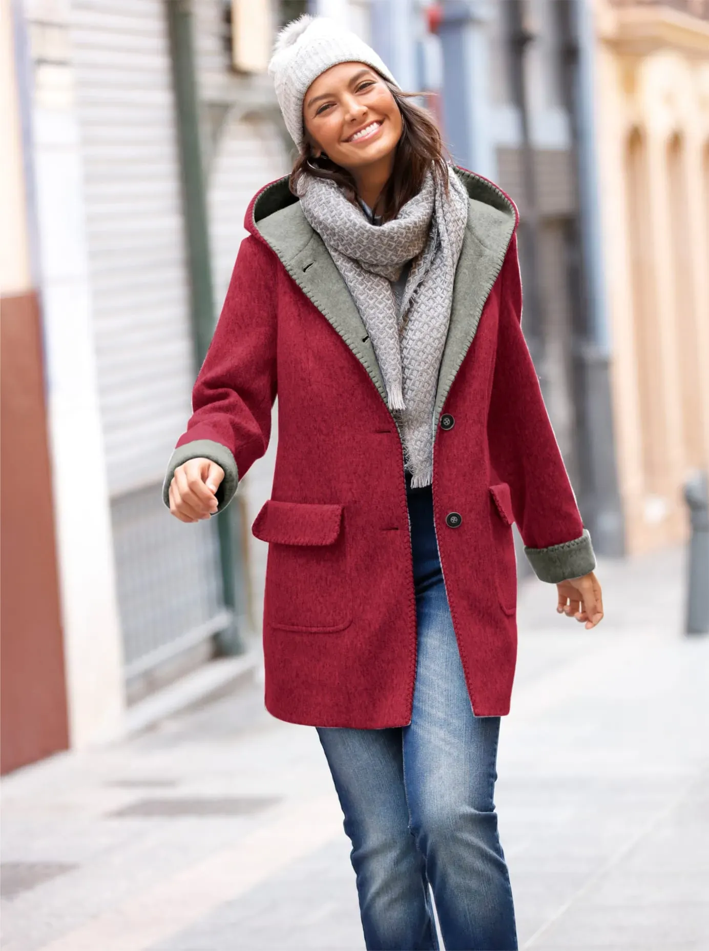 Anorak CASUAL LOOKS, Damen, Gr. 38, rot (kirsche), 100% Polyester, unifarben, Jacken