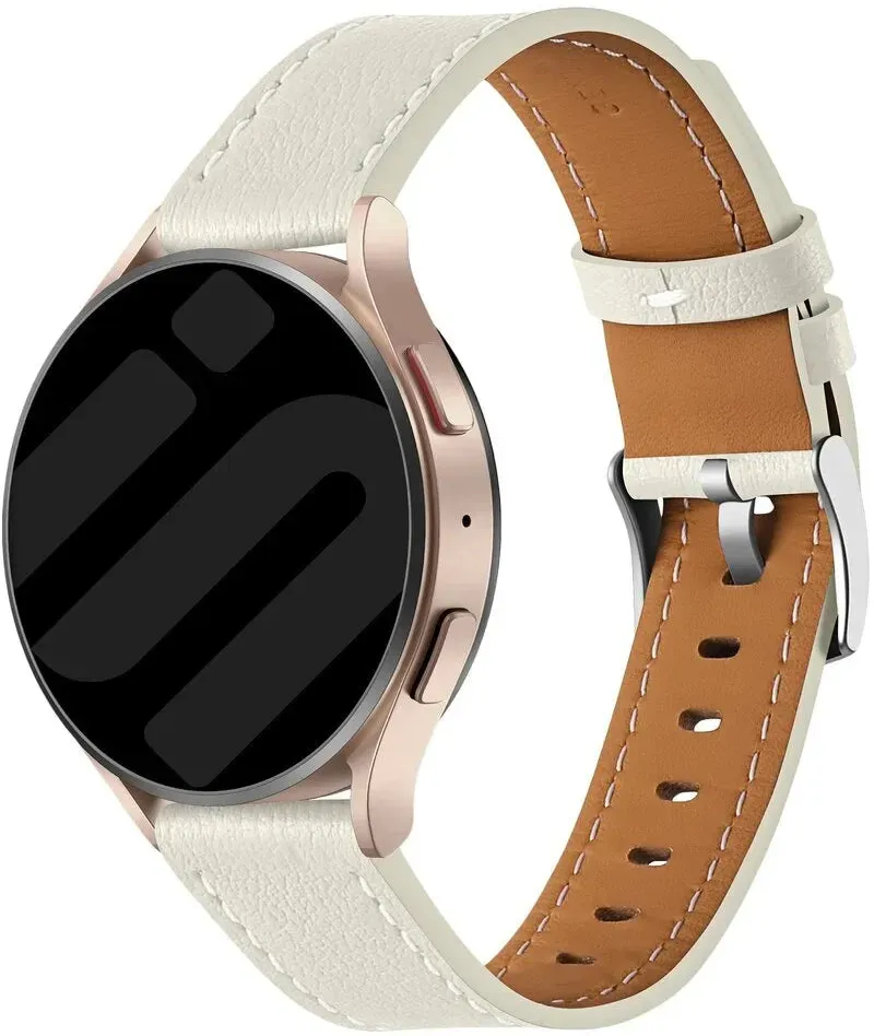 Strap-it ICE Smart ST 2.0 Round 1.20 Armband Leder 'One push' für ICE Smart ST 2.0 Round 1.20 - Beige - Schnallenverschluss