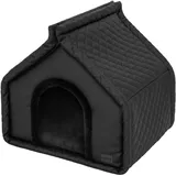 Hundehütte Katzenhütte Hundehöhle Katzenhöhle Hundehaus Katzenhaus Hütte Höhle Hundekissen Katzenkissen Haustierhütte Große R3-60 x 50 cm Schwarz