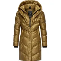 Ragwear Damen wasserdichter Shiny Mantel Lange warme Winterjacke mit