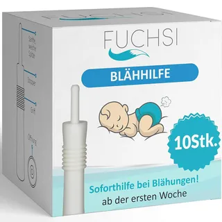 FUCHSI 10 STÜCK Blähhilfe für Babys - Effektive Hilfe für Babys mit Blähungen | Ganz ohne Medikamente | Sanfte Abhilfe bei Säuglings-koliken und Blähbauch I Blähungshilfe Pupshilfe Pupsröhrchen Baby