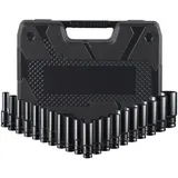 Putentfun 20 tlg 1/2" Schlagschrauber Nüsse Set 8-32mm CR-V Sechskant Stecknüsse,Schlagschraubereinsatz Satz Für pneumatische Schlagschrauber, elektrische Schlagschrauber