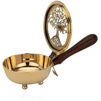 Nklaus Räucherpfanne Lebensbaum Messing mit Holzgriff 20cm Räuchergefäß Gold