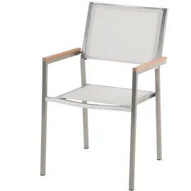 Beliani Gartenmöbel-Set, schwarz weiß Silber, Glas, 6-Sitzer, Loungemöbel, Loungemöbel-Sets