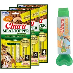 INABA Hundemahlzeit Topper Huhn mit Kürbis Rezept 12x14g + Futterlöffel GRATIS!
