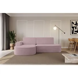altdecor Eckcouch Cord mit Schlaffunktion 2-Sitzer Rosa