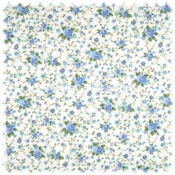 Möbelstoff Flora Little Rose Blau in Englisch Leinen Optik