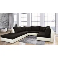 Fun Möbel Wohnlandschaft Sofa ANDRO, mit Schlaffunktion, und Hocker, Weiss-Schwarz