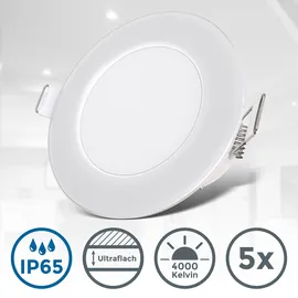 B.K.Licht Einbaustrahler 5er Set rund IP65 Weiß