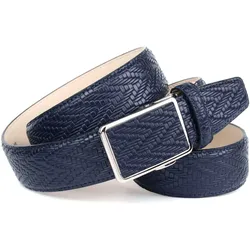 Ledergürtel ANTHONI CROWN, Damen, Gr. 85, blau, Leder, unifarben, Gürtel, Flecht-Optik, Ledergürtel, Leicht bombiert