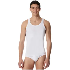 SCHIESSER Unterhemd 4er Pack - ärmellos, Cotton Essentials, Feinripp, Weiß/Blau 2XL