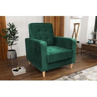 Beautysofa Sessel Bamako (Polstersessel, Cocktailsessel, Wohnzimmer), aus Veloursstoff, Loungesessel mit Holzbeine grün