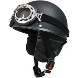 Halbschalenhelm mit ECE, Jethelm Retro, Chopper Helm, Scooter-Helm, Fahrradhelm, mit Schutzbrille und Schnellverschlussschnallen für Damen Herren Erwachsene (Color : B, Size : L(59~60cm))