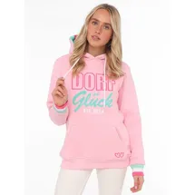 Zwillingsherz Sweater "Dorfglück" mit ländlichem Charme, bunter Stickerei, Kängurutaschen rosa LXL (L/XL)