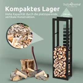 holz4home Kaminholzregal Metall 150 x 25 x 40 cm inkl. Ofenhandschuh Schwarz
