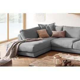 KAWOLA Wohnlandschaft U-Form Madeline Cord Longchair rechts grau