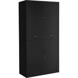 Tectake Metallschrank Stahl 180 x 80 x 40 cm Schwarz abschließbar