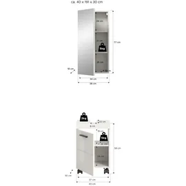 Möbel Boss Badkombination Nova 2-tlg. 40 x 191 cm Schwarz/Weiß