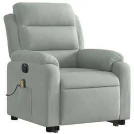 vidaXL Massagesessel mit Aufstehhilfe Elektrisch 92,5 x 100 x 92,5 cm Hellgrau Samt