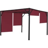 Mendler Pergola Baia, Garten Pavillon Terrassenüberdachung, stabiles 6cm-Stahl-Gestell + Schiebedach bordeaux-rot - 4x4m