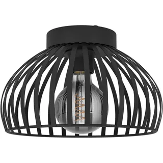 EGLO Mogano 3, Deckenleuchte im monochromen Design, Wohnzimmerlampe aus Metall in Schwarz, Lampe Decke, Flurlampe mit E27 Fassung, Ø 28 cm