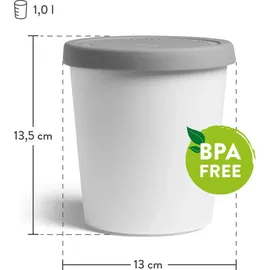 Springlane Eisbehälter rund grau 1 l 2-teiliges Set