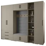 ABIKS MÖBEL Kompaktgarderobe INOVA 3 SATZ 11 Möbelset, Garderobe mit Kleiderstange und Regalen schwarz