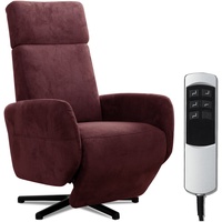 Cavadore TV-Sessel Cobra mit 2 E-Motoren / Fernsehsessel mit Liegefunktion, Relaxfunktion / Mit Fernbedienung verstellbar / Sternfuß, belastbar bis 130 kg / 71 x 110 x 82 / Lederoptik, Rot